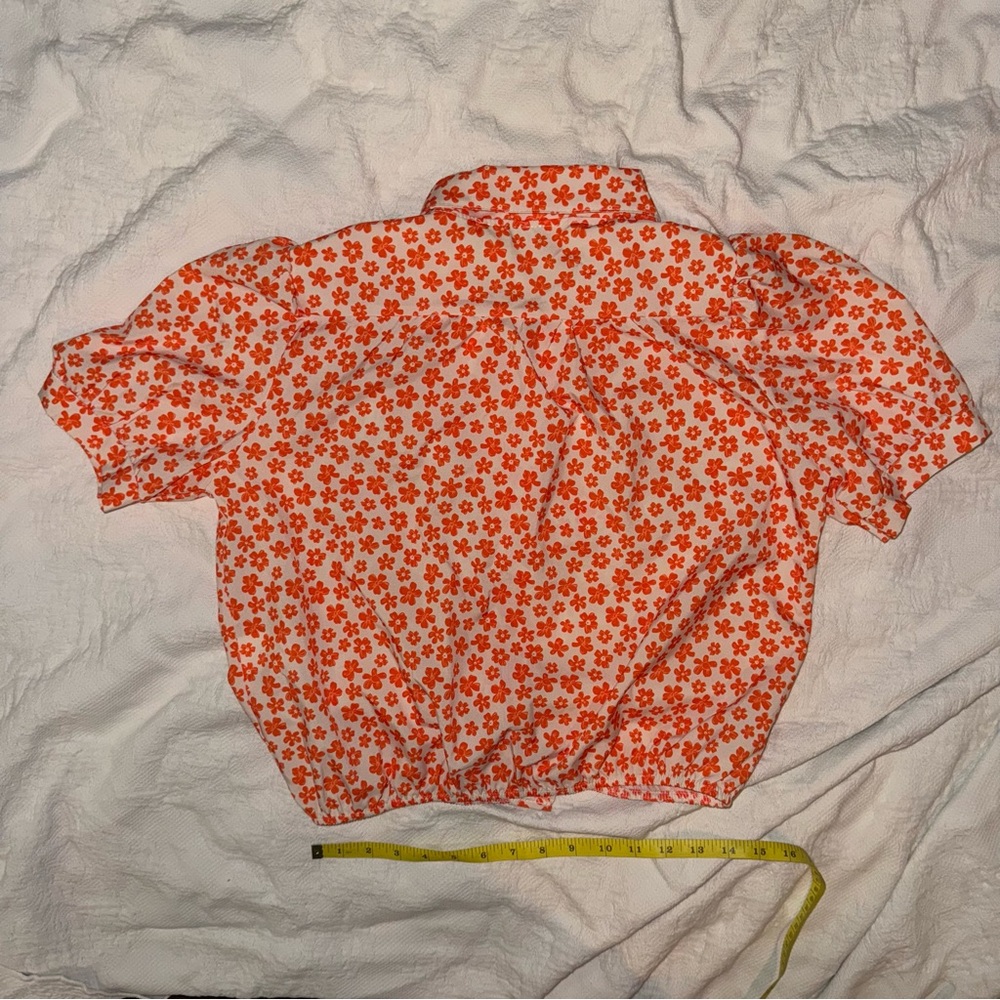 Nasty Gal Orange Floral Button Down Top – Women’s Small - Picture 7 of 7